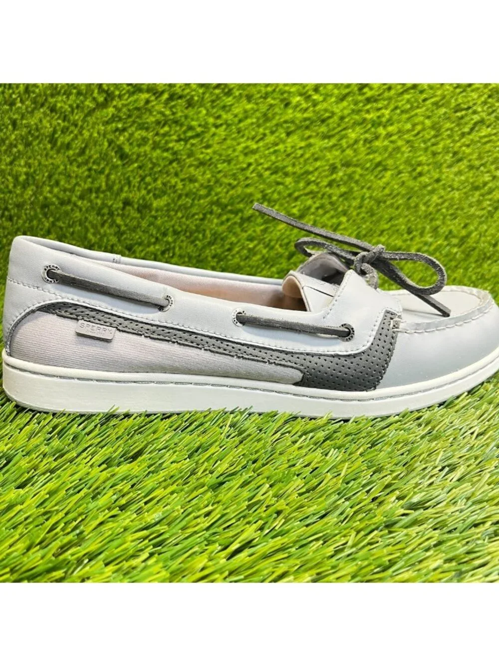 Sperry Starfish Womens Size 11 Gray Casual Classic Leather Slip On Boat Shoes